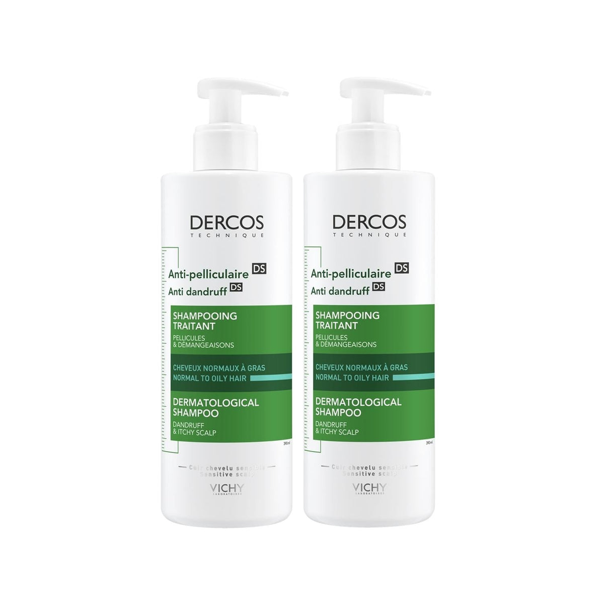 Vichy Dercos Anti-Dandruff Shampoo for Normal to Oily Hair – 2 × 390ml