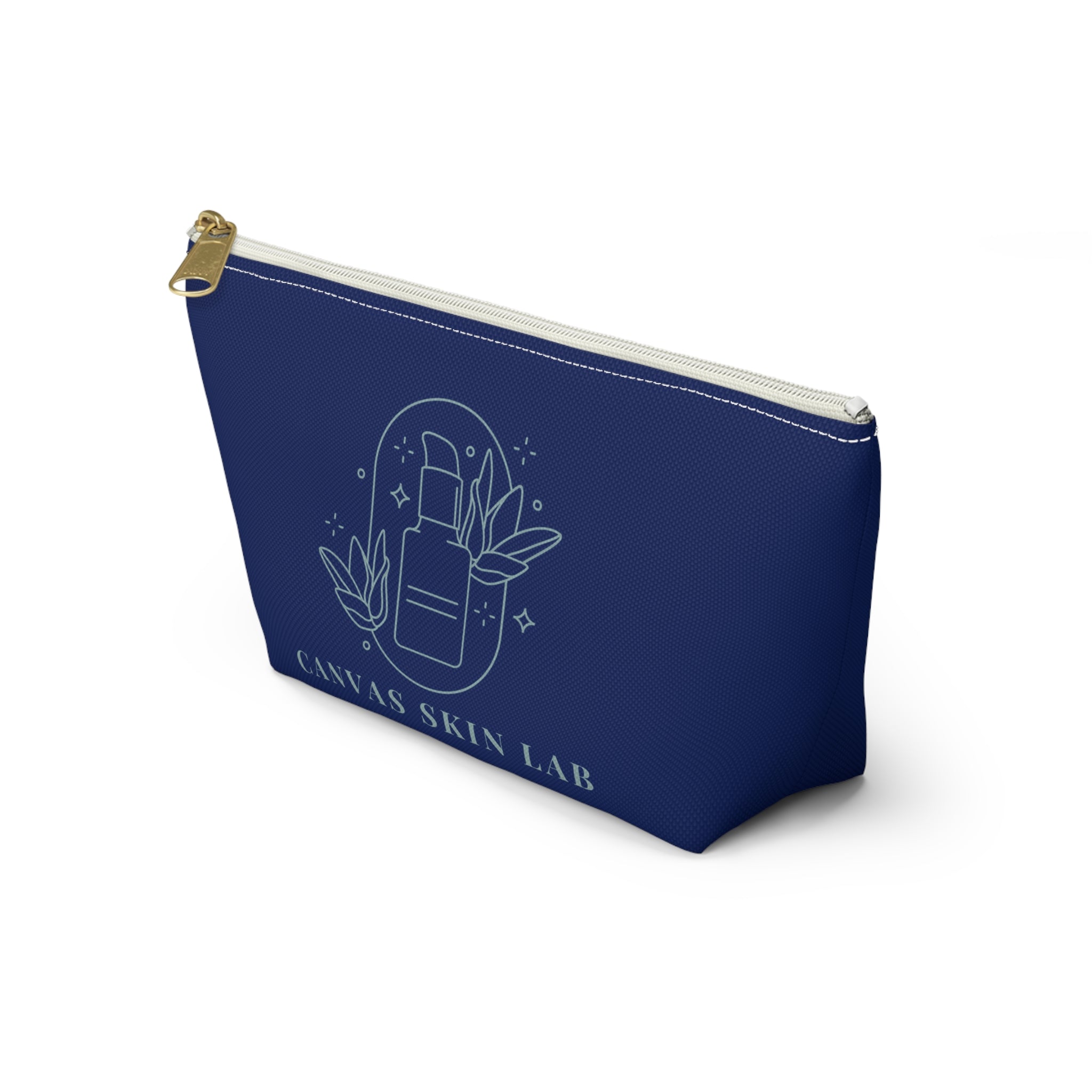 Canvas Skin Lab Cosmetic Pouch — Navy T‑Bottom Makeup Bag