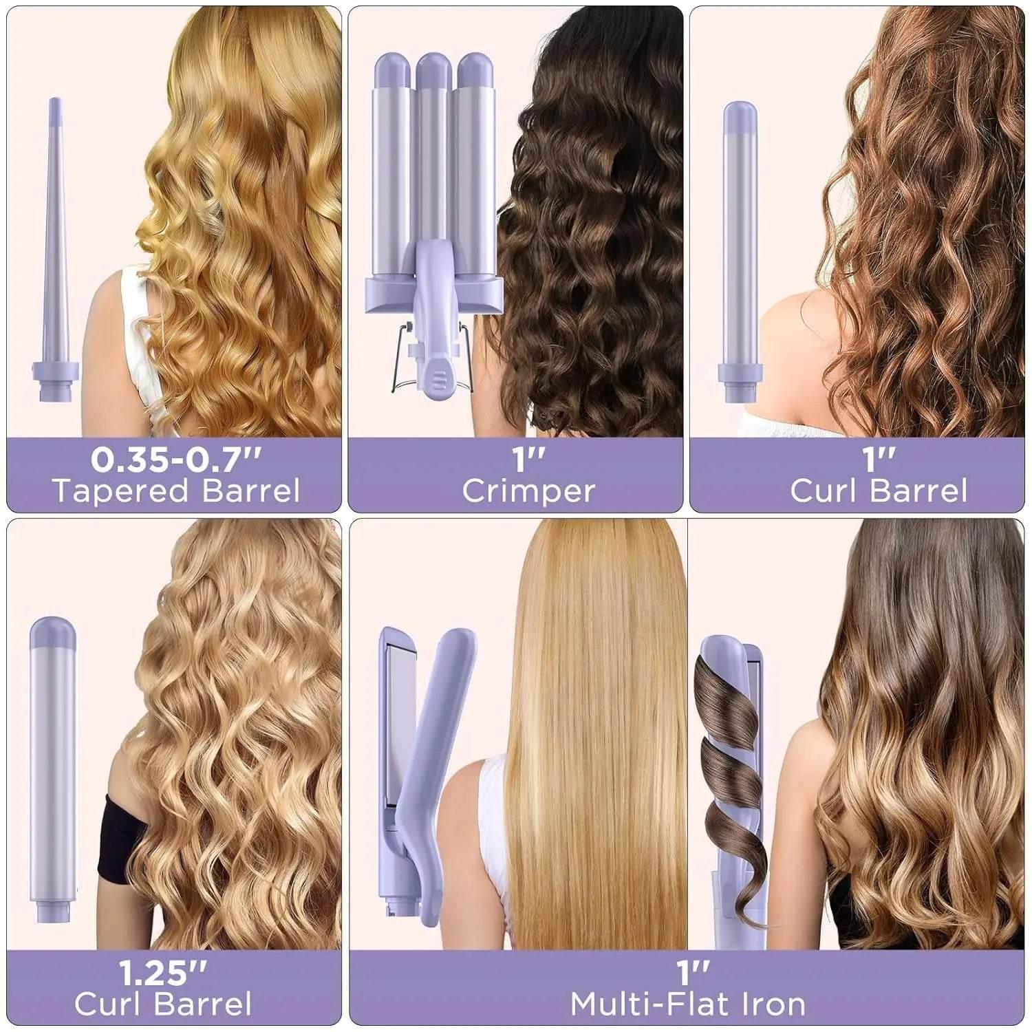 5 in 1 Wand Curling Iron-Curling Wand Set with Hair Straightener
