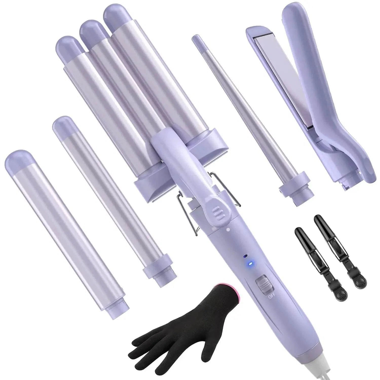 5 in 1 Wand Curling Iron-Curling Wand Set with Hair Straightener