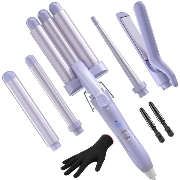 5 in 1 Wand Curling Iron-Curling Wand Set with Hair Straightener
