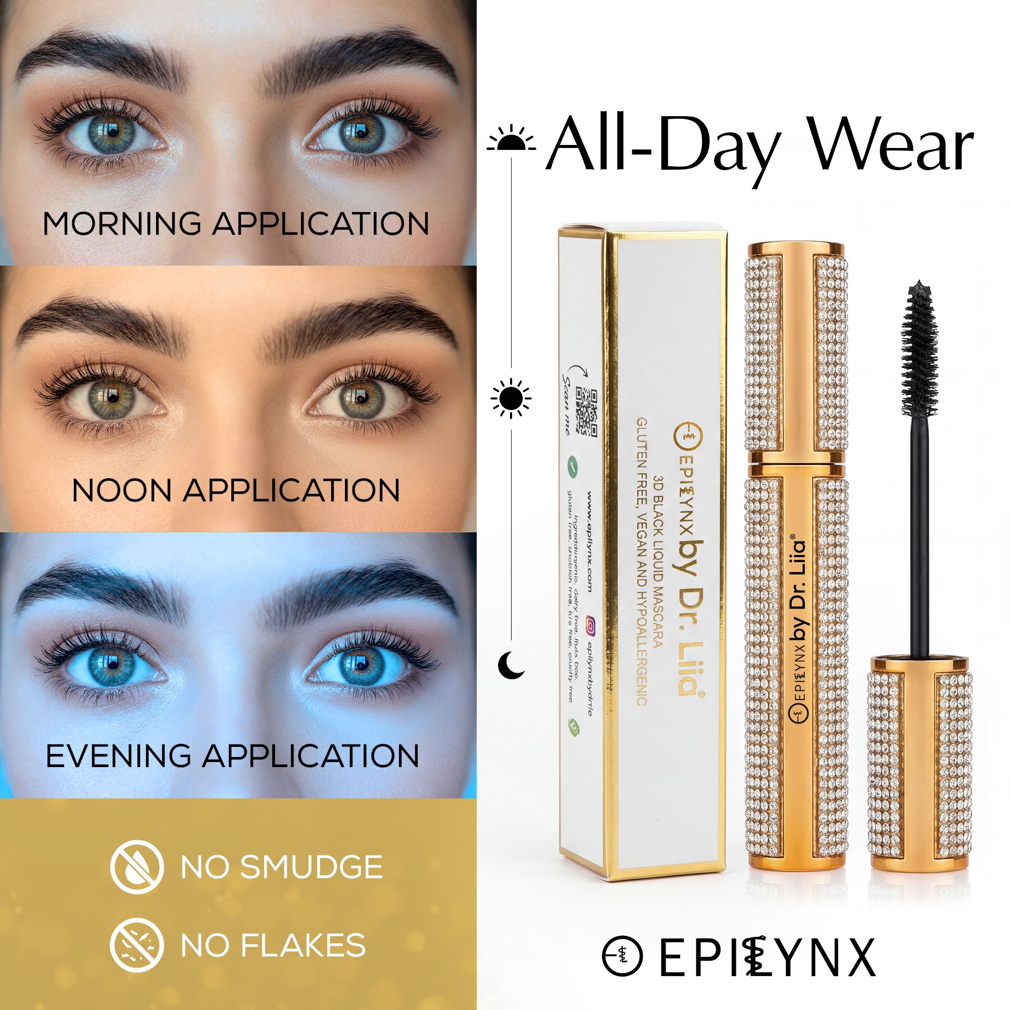 Hypoallergenic Mascara for Sensitive Eyes – Mega Volume for Thinning Lashes, Contact-Lens Safe