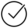 A simple black outline checkmark inside a circle on a white background.
