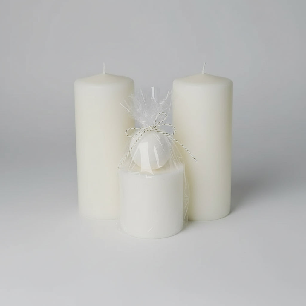 Beeswax Pillar Candle Set – 3pcs