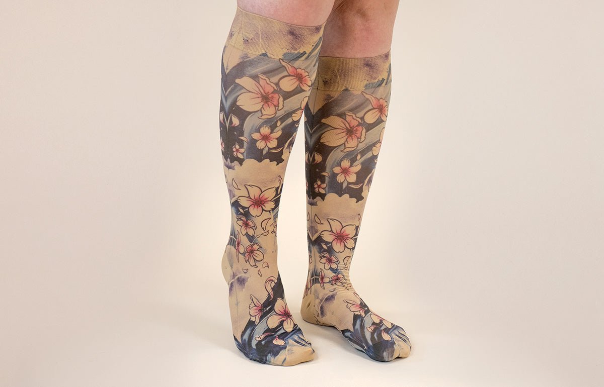 Sakura Beige Gradient Compression Socks