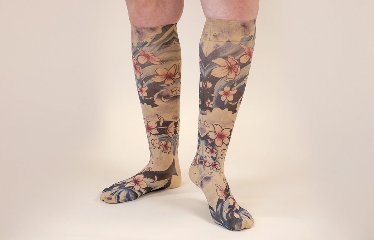 Sakura Beige Gradient Compression Socks